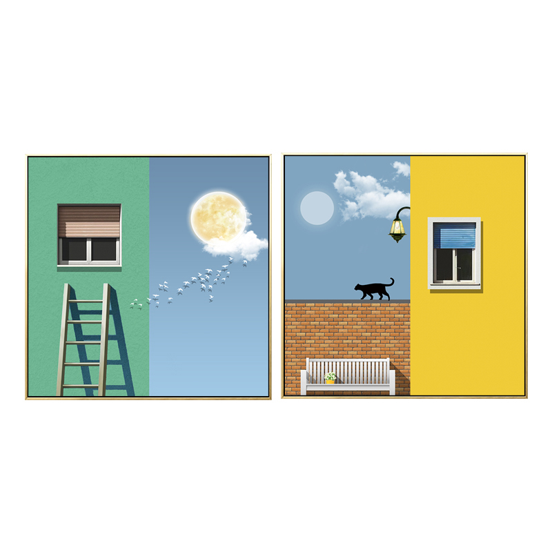 北欧小清新玄关方形简约装饰画客厅沙发背景墙壁画儿童房床头挂画图片