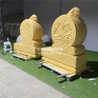 雕花鼓器模型创意玻璃钢雕塑商业街展览文俗文化战鼓堂鼓景观摆件