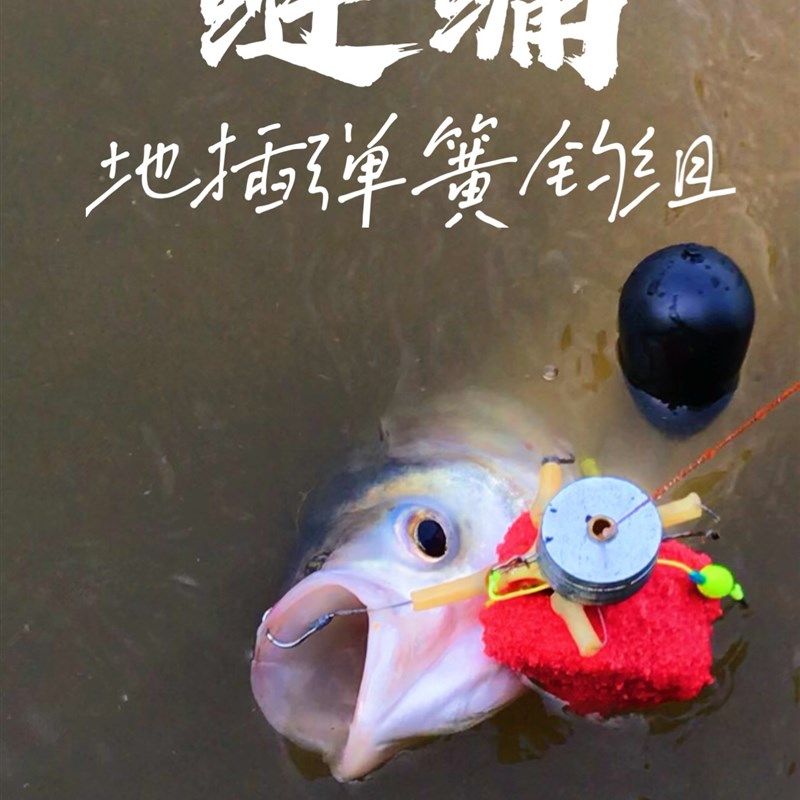 湖库水库手线钓白鲢花鲢麻鲢民间浮钓暗钓鲢鳙地插弹簧钓组钓钩图片