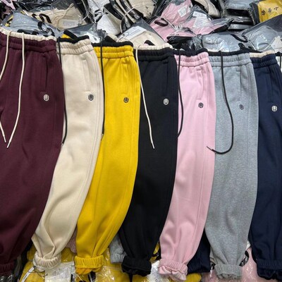 5566正版加绒卫裤百搭高腰显瘦休闲裤女宽松束Q脚银狐绒运动哈伦