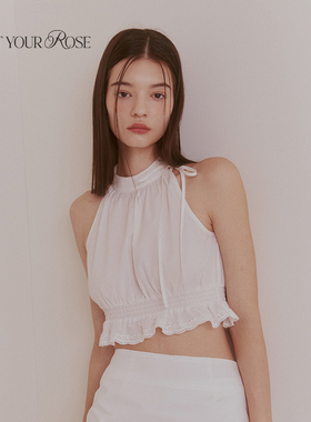 宋轶赵露思Wendy韩素希同款Notyourrose25夏蕾丝荷叶边挂脖短上衣