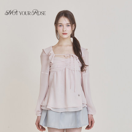 Notyourrose明星同款夏季荷叶边长袖雪纺外搭开衫女空调衫短上衣