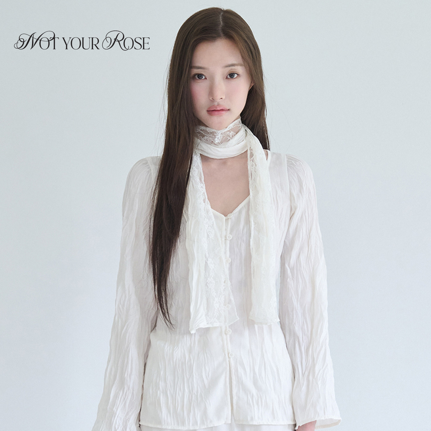 Notyourrose 蕾丝系带优雅衬衫2026秋季新款简约风百搭高级蕾丝衫