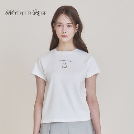 jennie同款丨Notyourrose25夏纯色卡通字母印花休闲短袖t恤上衣女