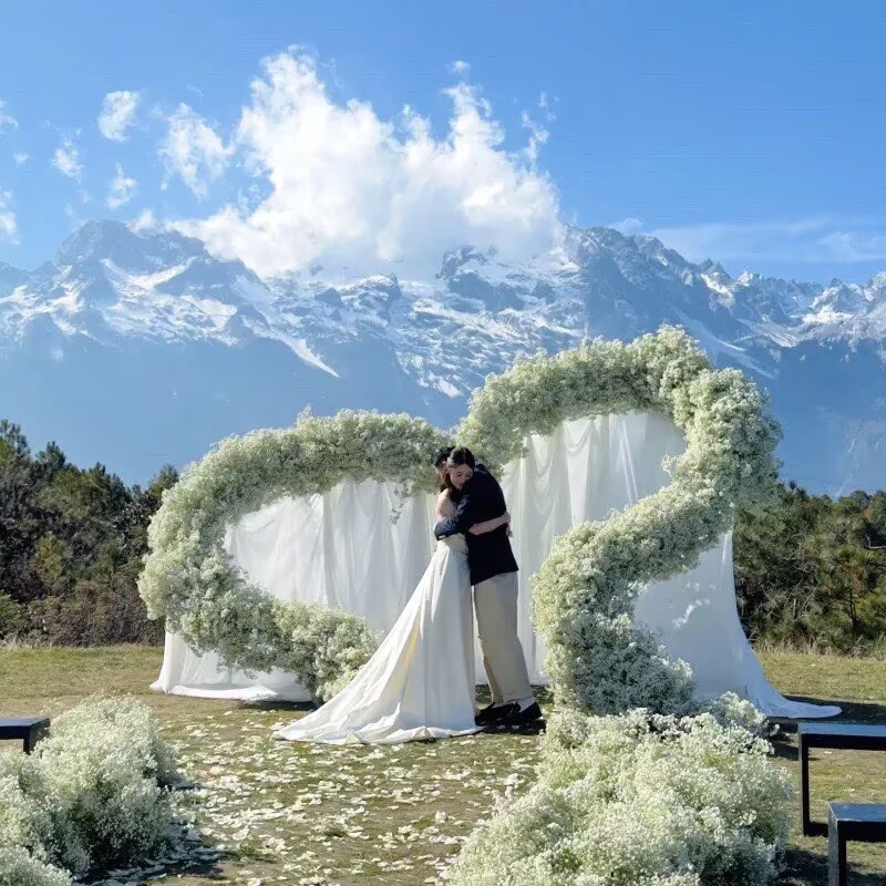 婚礼拱门双层爱心支架户外主题背景摄影道具花艺心形求婚装饰架子