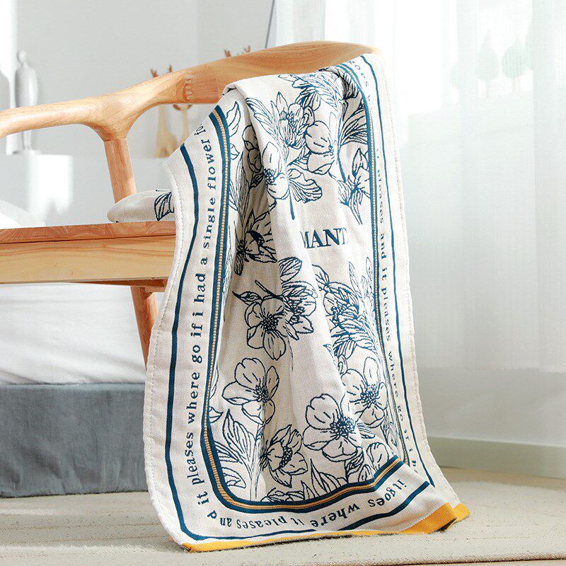 速发BG54掉单纯棉五层纱布色织复古花浴巾毛巾亲水吸肤不日毛四季