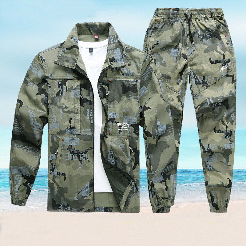 速发劳保服工作服迷彩夏季薄款电焊工弹力套服耐磨车间厂装工装