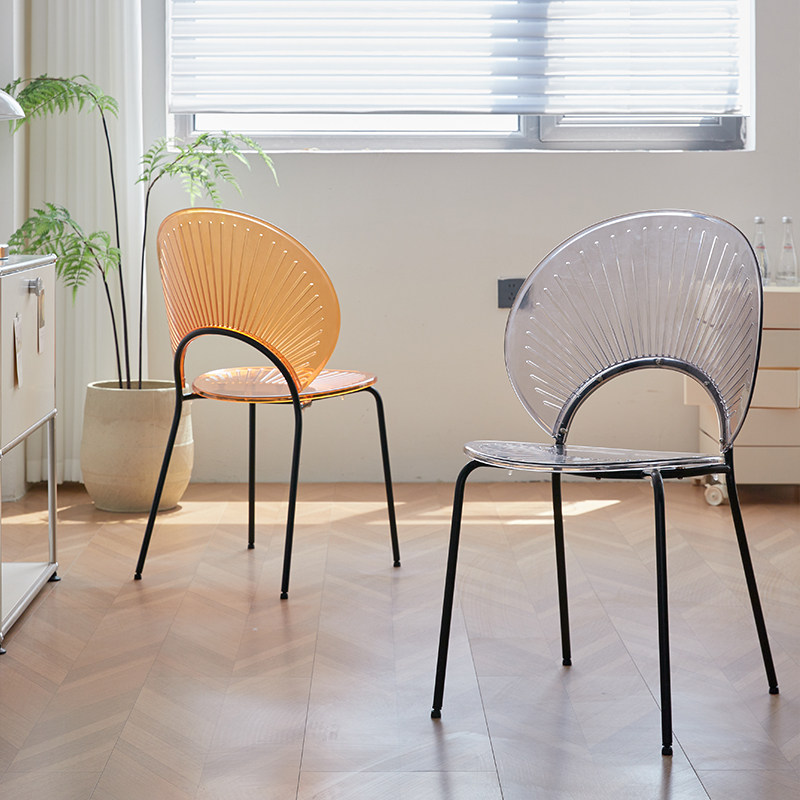 速发餐椅餐桌椅塑料亚克力凳子轻奢高级家用椅子靠背贝设计师椅壳