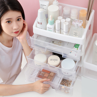 速发盒妆品收式盒桌面抽屉纳整理柜化子置物架家用宿舍护肤梳妆台