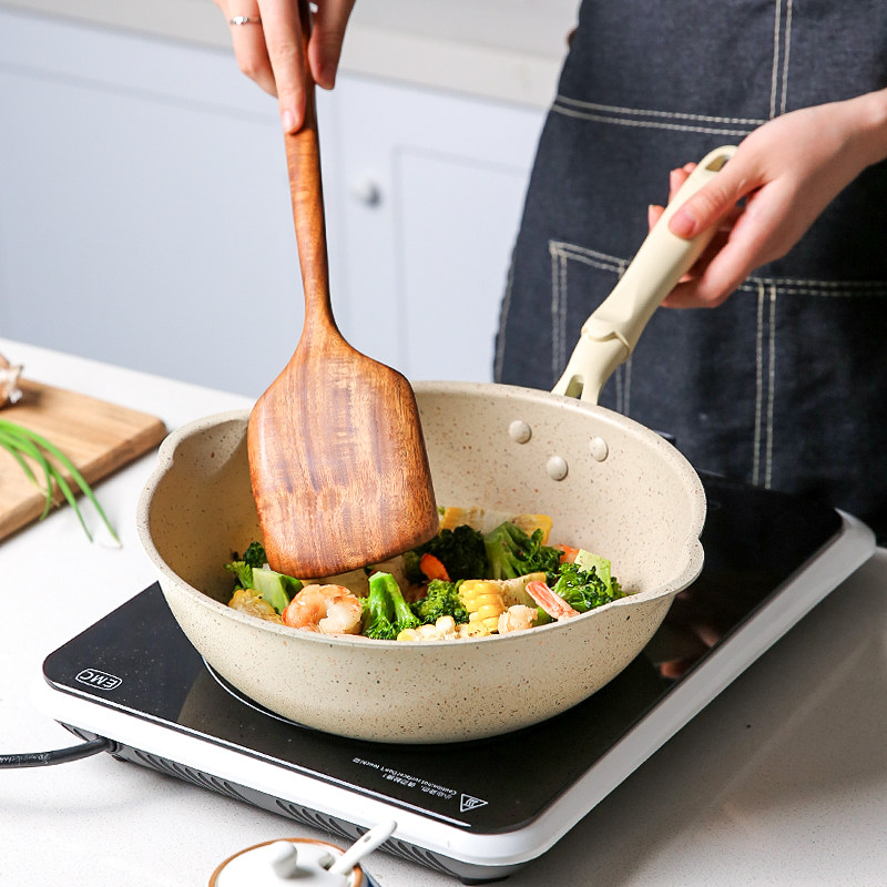 川岛屋超轻锅麦饭石不粘t锅炒锅家用炒菜锅轻便轻巧平底电磁炉专