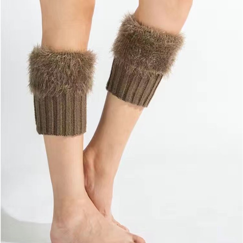 新款秋冬毛毛靴套短款毛线保暖护踝袜套时K尚女士保暖脚脖美腿鞋