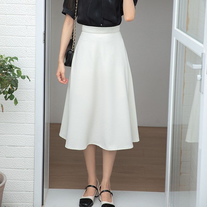 高腰a字半身g裙女春秋新款黑色伞裙职业显瘦鱼尾长裙西装面试裙子