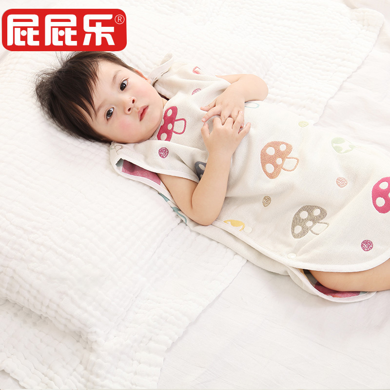 蘑菇睡袋婴儿背心夏季纱布空调A房护肚春夏薄款宝宝分腿防踢被神