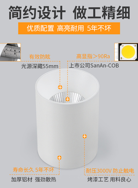 明装筒灯射灯ledm天花灯免开孔家用圆形吸顶式玄关走道卧室无主灯