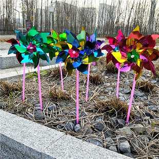 100个塑料彩色地推风车活动B小礼品新款 儿童户外玩具风车批