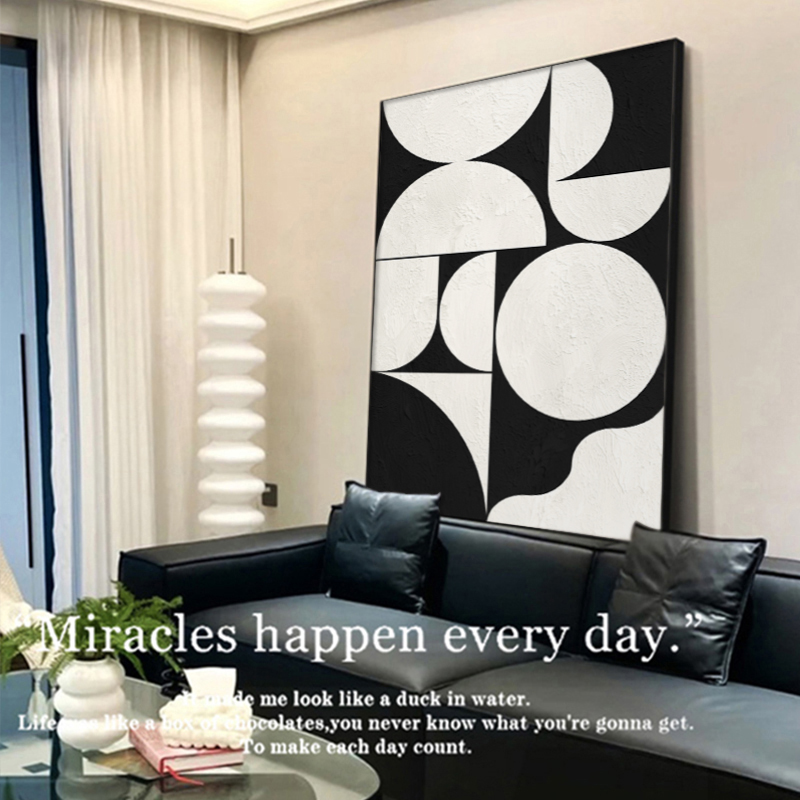 黑白灰装饰画极简风肌理沙发背景墙挂画玄O关抽象挂画客厅落地画