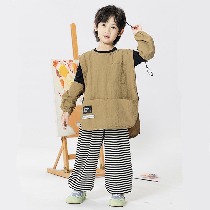 宝宝罩衣马甲儿童画画书法防脏围裙幼儿园小孩吃饭U防水护衣可定