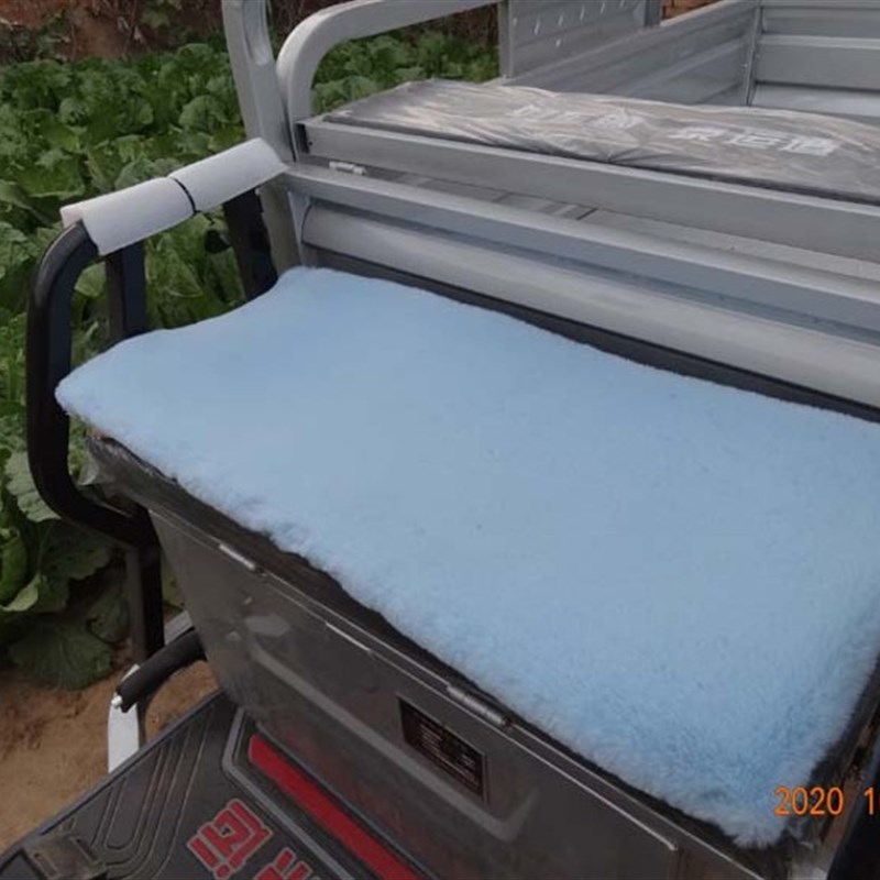 2021新款冬季加n厚兔毛绒电动三轮车前坐垫套海绵保暖防滑通用座