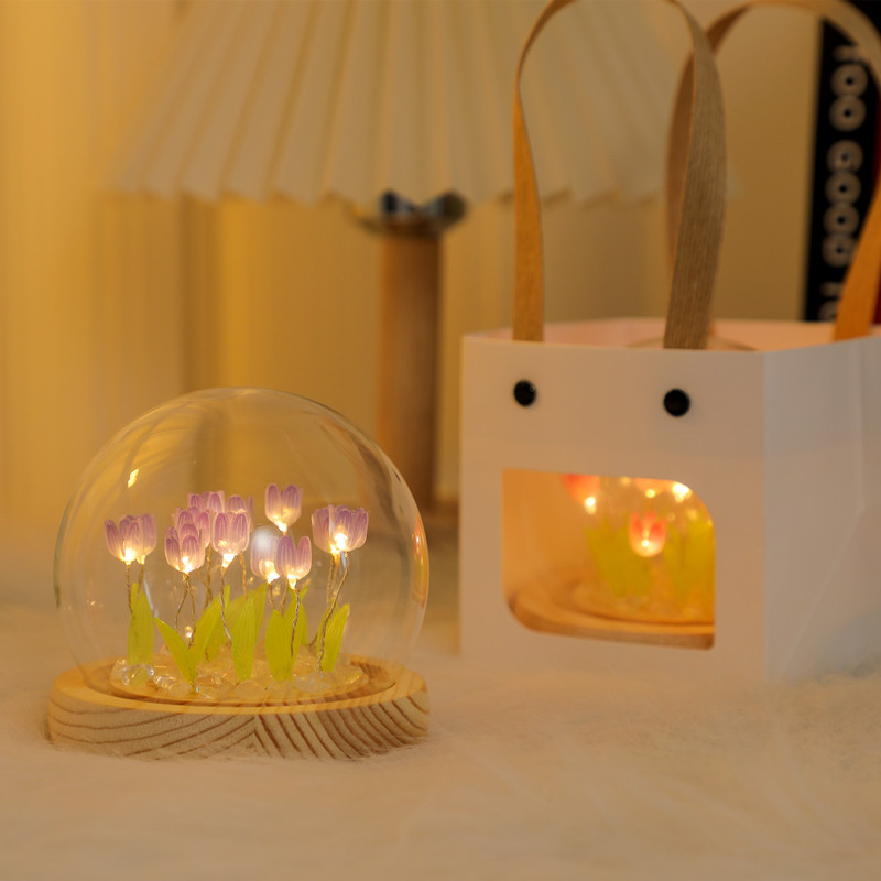 diy郁金香小g夜灯摆件创意led手工材料包卧室装饰品情人节生日礼