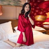 新娘伴娘团晨袍结婚婚礼闺蜜趴本命年刺绣睡衣性感睡袍Z睡裙女夏