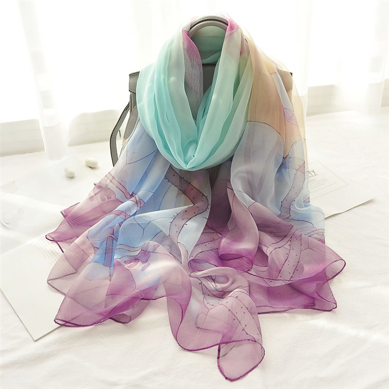 超大防晒丝巾女真丝围巾春夏四季百搭装饰薄款P沙滩巾披肩防晒纱