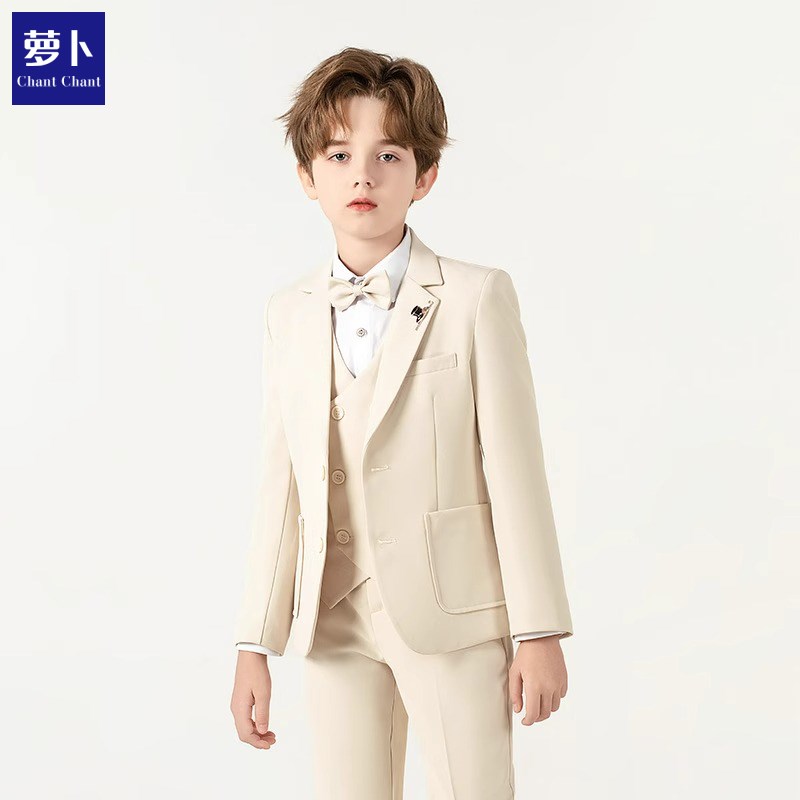 儿童西装套装男童婚礼花童小x主持人礼服马甲套帅气钢琴合唱演出