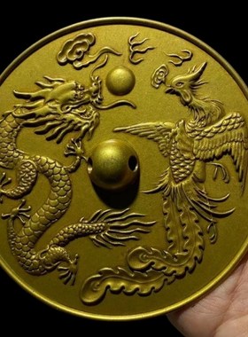 龙凤呈祥铜镜结婚礼品新郎新x娘护身镜压腰镜婚庆复古风创意摆件