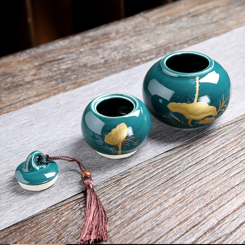 中国红福禄随行陶k瓷葫芦茶叶罐中大号普洱花红绿茶包装密封罐定