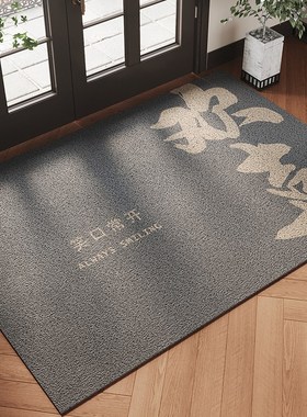 灰色丝圈PVC入户门地垫大门口进门除尘防滑脚R垫耐脏免洗玄关地毯