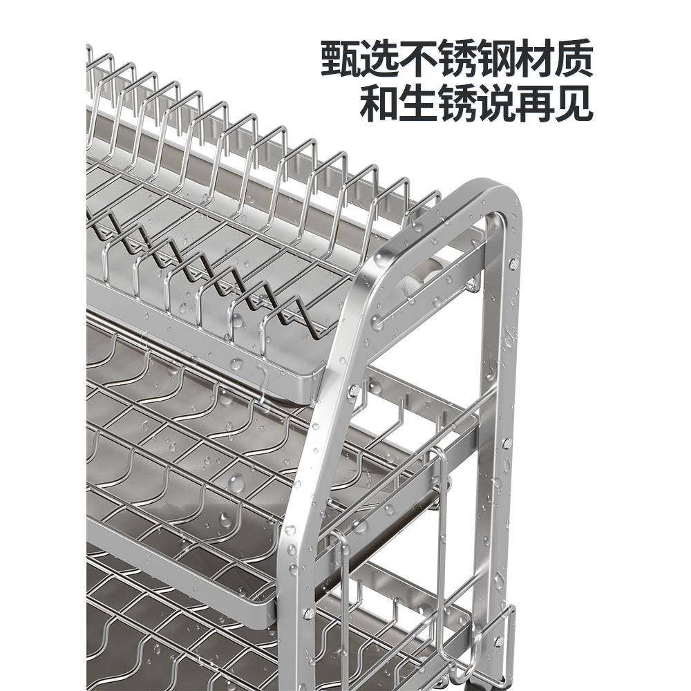 不锈钢厨房碗碟收纳架家用盘子碗筷多功能置物架放碗盘碗柜沥王之,收纳整理,烫衣板及配件,淘宝优惠券,粉丝福利购,淘宝优惠卷