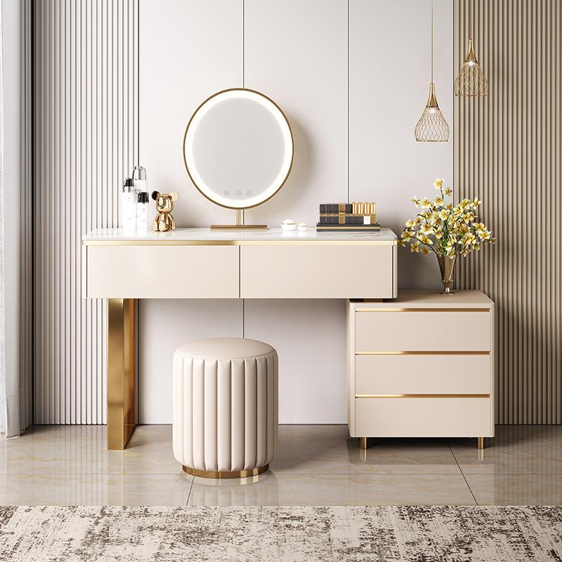 TST28岩板梳妆台卧室轻奢高级感化妆桌收纳柜小户型妆台化妆柜斗