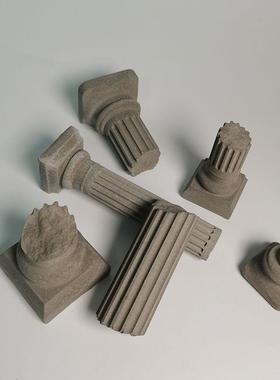 建筑废墟欧式破损罗马柱水泥混凝土鱼缸造景创意装饰布景桌面摆件