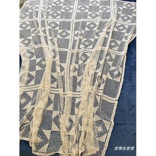 手工网扣装 饰垫巾桌布绣花蕾丝花边盖巾全棉线编织窗帘