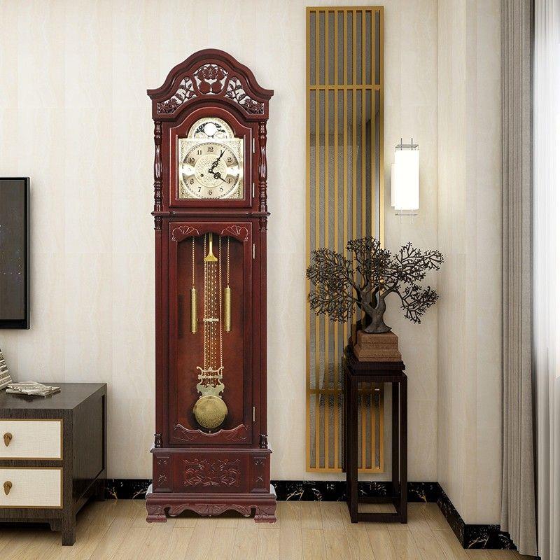 1米9发条机械落地钟客厅家用中式复古报时欧式座钟立式摆钟坐钟