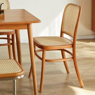 藤椅北欧轻奢简约中古藤编餐椅舒适复古艺术家用咖啡设计茶室椅子