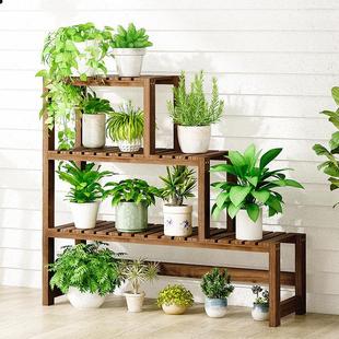 窗台花架实木阶梯台阶花盆架子多层阳台客厅落地式台面多肉置物架