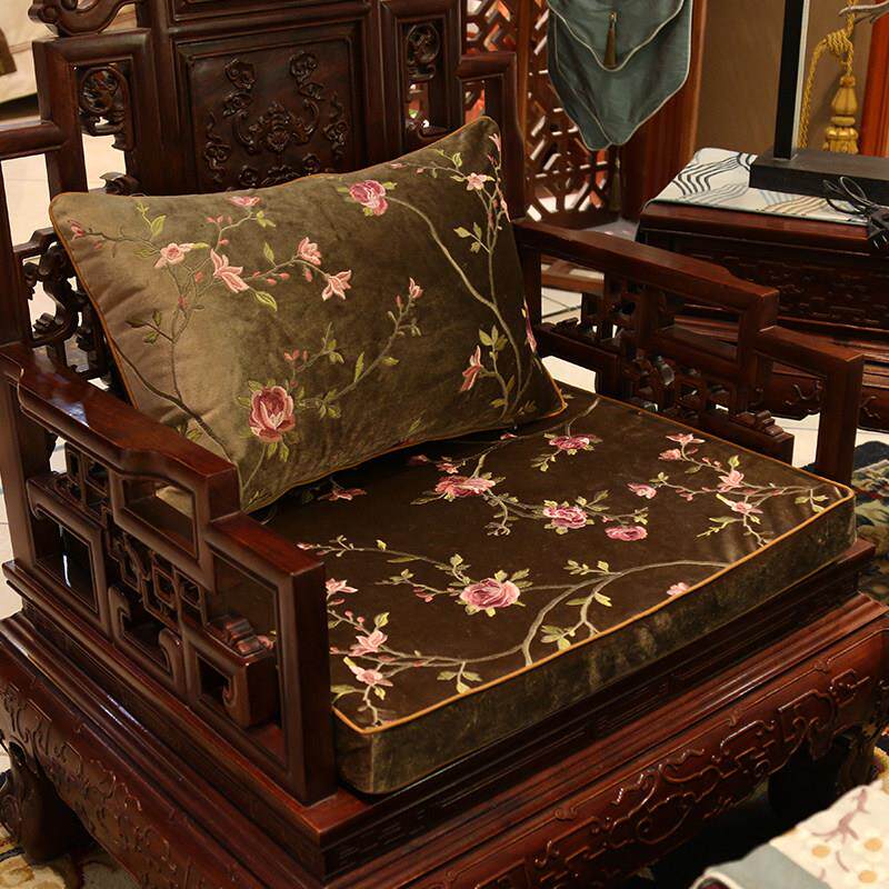 绒布冬季中式红木沙发坐垫罗汉床实木防滑家俱加厚海绵座垫定制套