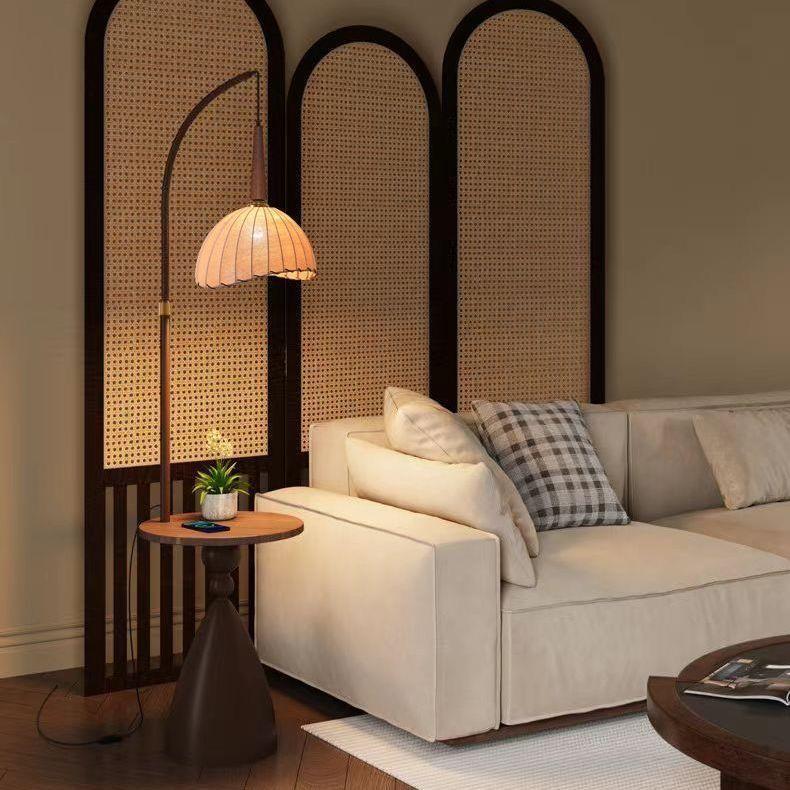 中古风落地灯氛围置物架客厅沙发旁装饰卧室床头一体台灯书房新款