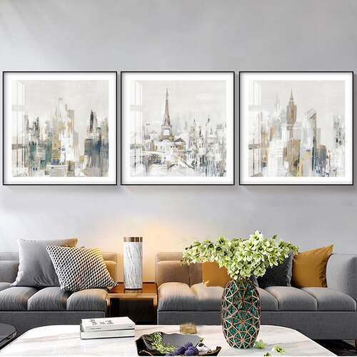 新款直销美式现代客厅沙发背景墙面装饰画法式简美轻奢玄关餐厅壁