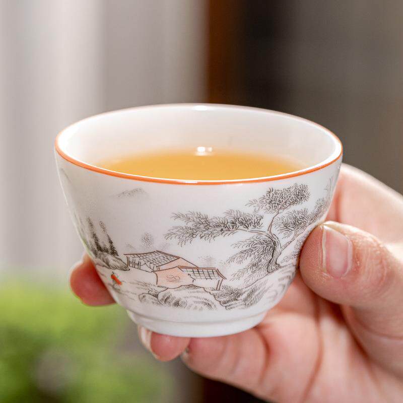 新款直销亚光白瓷绸光釉功夫茶具套装杯子创意个性潮流杯功夫喝茶