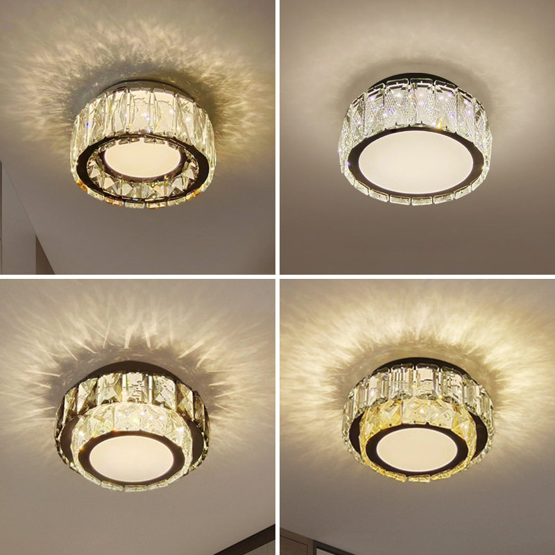 水晶过道灯现代简约走廊灯玄关灯阳台灯led吸顶灯入户灯衣帽间灯