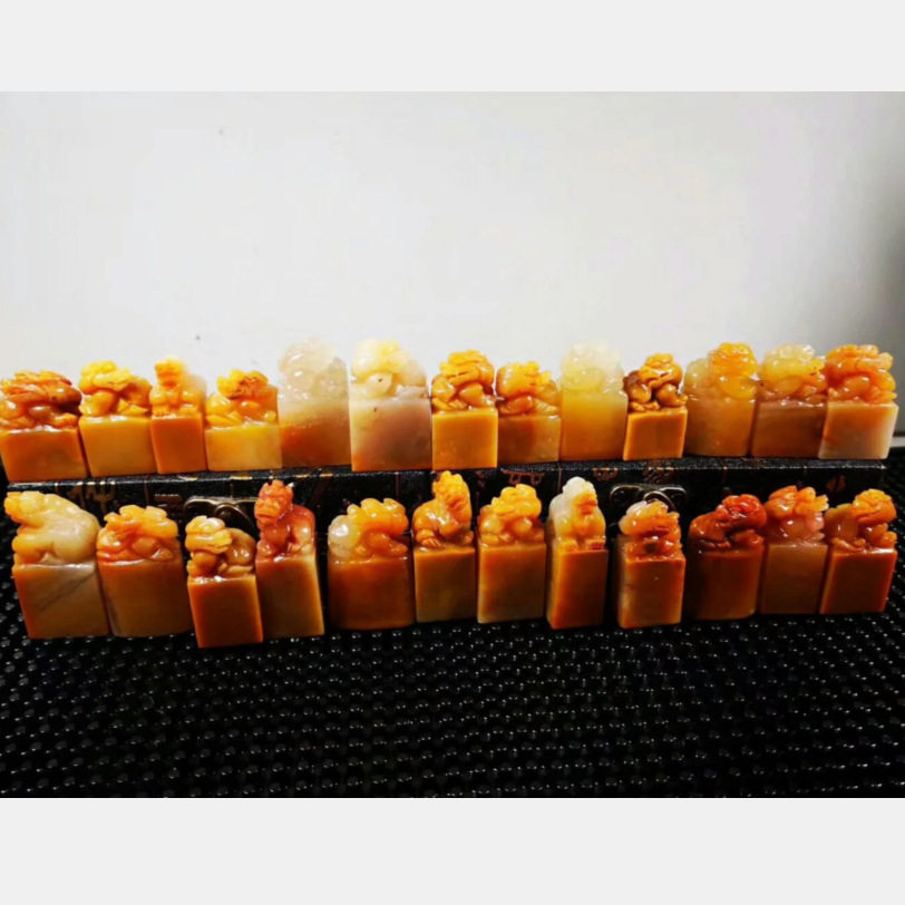 2号老挝田黄石印章纽章厚约1-1.5长2-2.5左右共一组25方金石篆刻