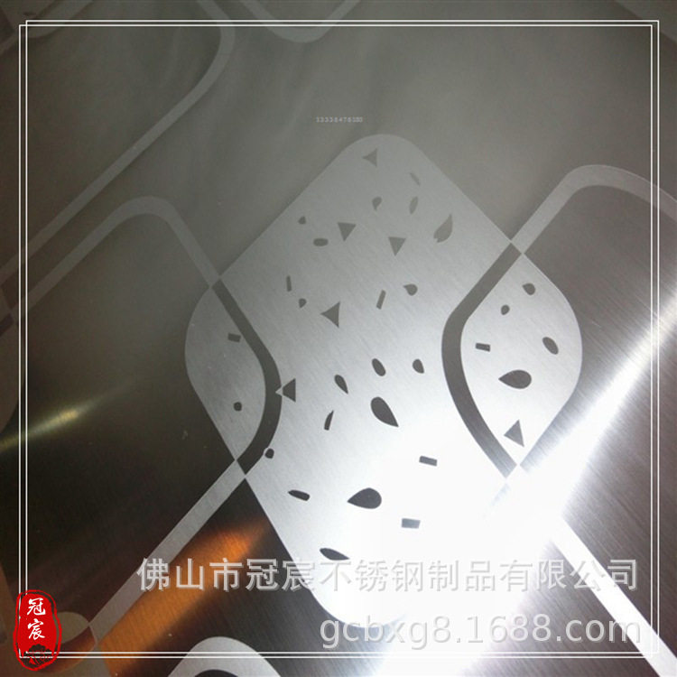 户外指示牌用镜面钛金蚀刻板不锈钢板蚀刻镀钛深度腐蚀图案