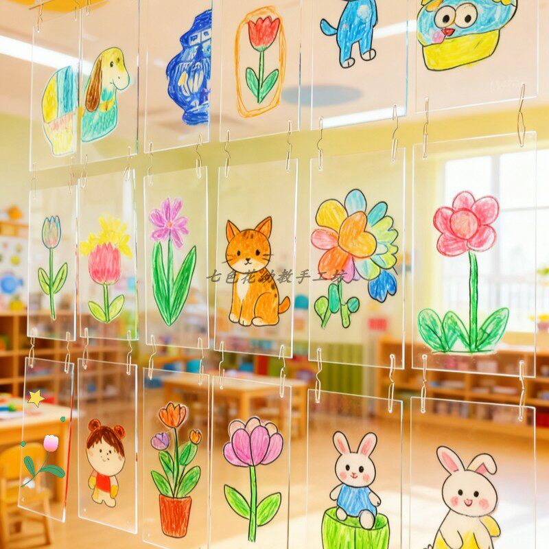 透明绘画片pvc塑料长方形吊饰diy