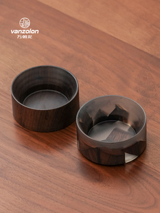 万朝龙黑檀木茶漏茶滤底座单个功夫茶具配件过滤底座滤茶器底托