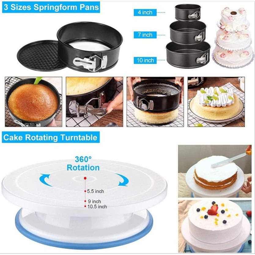 新款直销458件套蛋糕转台套装 DIY裱花台烤盘烘焙工具