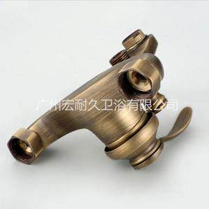 新款直销欧式全铜复古简易淋浴花洒套装入墙式冷热淋浴龙头仿古小