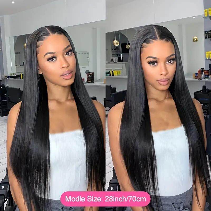 直销新款前蕾丝假发 欧美热销女中分长发黑长直发自然全头套现货