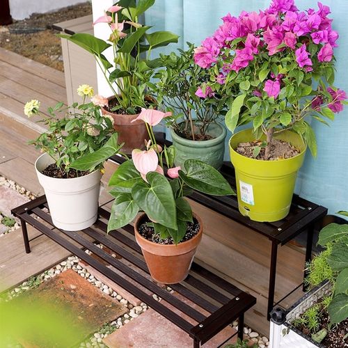 铝合金阳台庭院阶梯花架室外铁艺落地式多层花盆架子高矮脚置物架