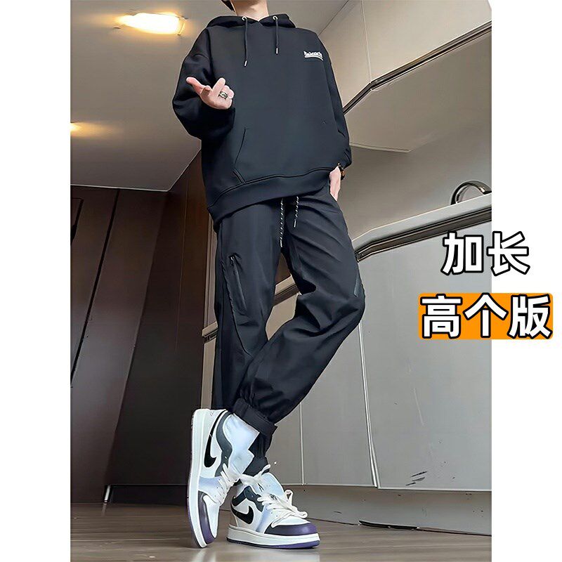 高个子加长185cm190青少年软壳休闲冲锋裤男款夏款美式束脚运动裤